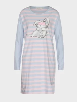Stripe Bunny Long Sleeve Sleep Tee -Pajama Shop 816158 multi maq t scaled