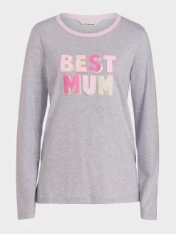 Best Mum Long Sleeve Top -Pajama Shop 816366 greymarle maq t scaled