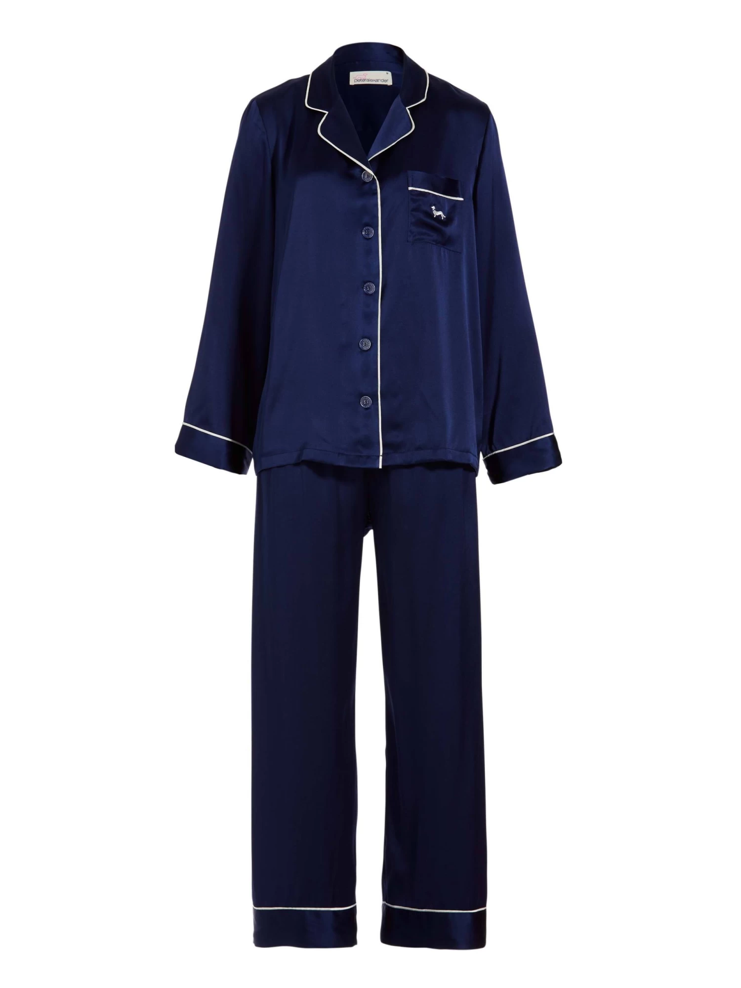 Navy Mulberry Silk Pj Set With Eye Mask 5 Navy Mulberry Silk Pj Set With Eye Mask - Image 5