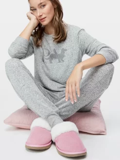 Grey Marle Fuzzy Easy Pj Pant