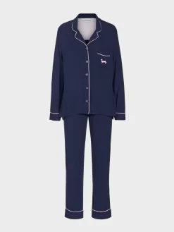 Navy Bamboo Rib Long Sleeve Pj Set -Pajama Shop 816928 navy maq t scaled