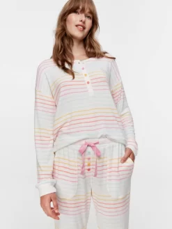 Fuzzy Rainbow Stripe Pj Set -Pajama Shop 817065 multi back3 t scaled