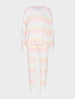 Fuzzy Rainbow Stripe Pj Set -Pajama Shop 817065 multi maq t scaled