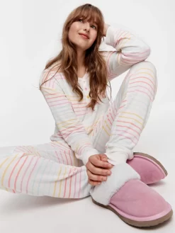 Fuzzy Rainbow Stripe Pj Set