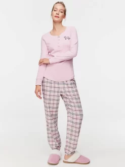 Rib Pink Henley -Pajama Shop 817090 pink back2 t scaled