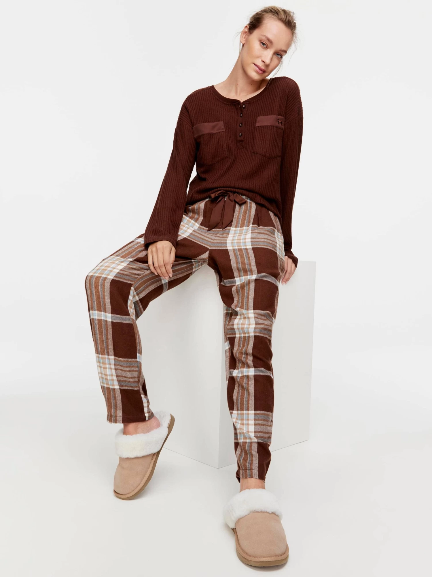 Chocolate Drape Bamboo Flannelette Pj Pant 1 Chocolate Drape Bamboo Flannelette Pj Pant