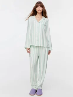 Mint Stripe Flannelette Shirt -Pajama Shop 817222 multi back2 t scaled
