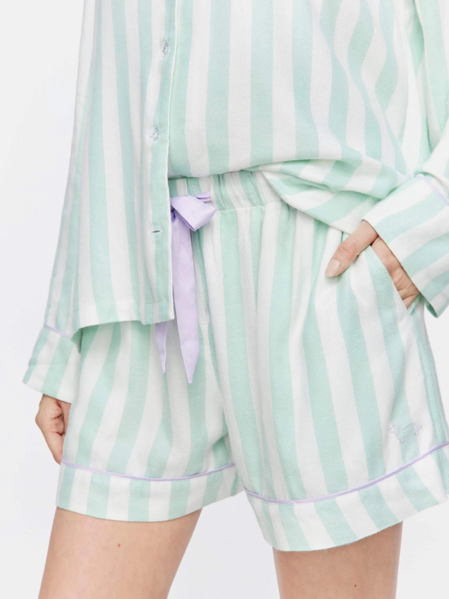 Mint Stripe Flannelette Mid Short 1 Mint Stripe Flannelette Mid Short