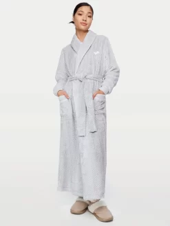 Grey Marle Jacquard Long Gown -Pajama Shop 817476 grey back2 t scaled