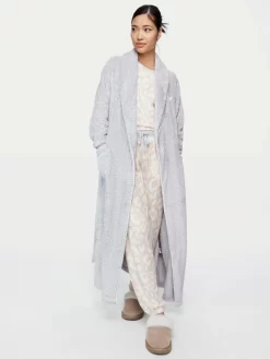 Grey Marle Jacquard Long Gown -Pajama Shop 817476 grey back3 t scaled