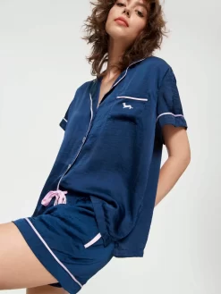 Navy Chic Satin Pj Set