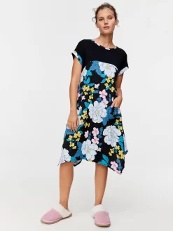 Blue Floral Hanky Hem Nightie -Pajama Shop 818077 multi back2 t scaled