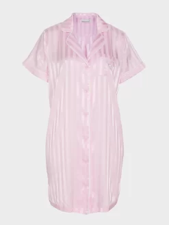 Pink Stripe Chic Satin Nightshirt -Pajama Shop 818593 pink maq t scaled