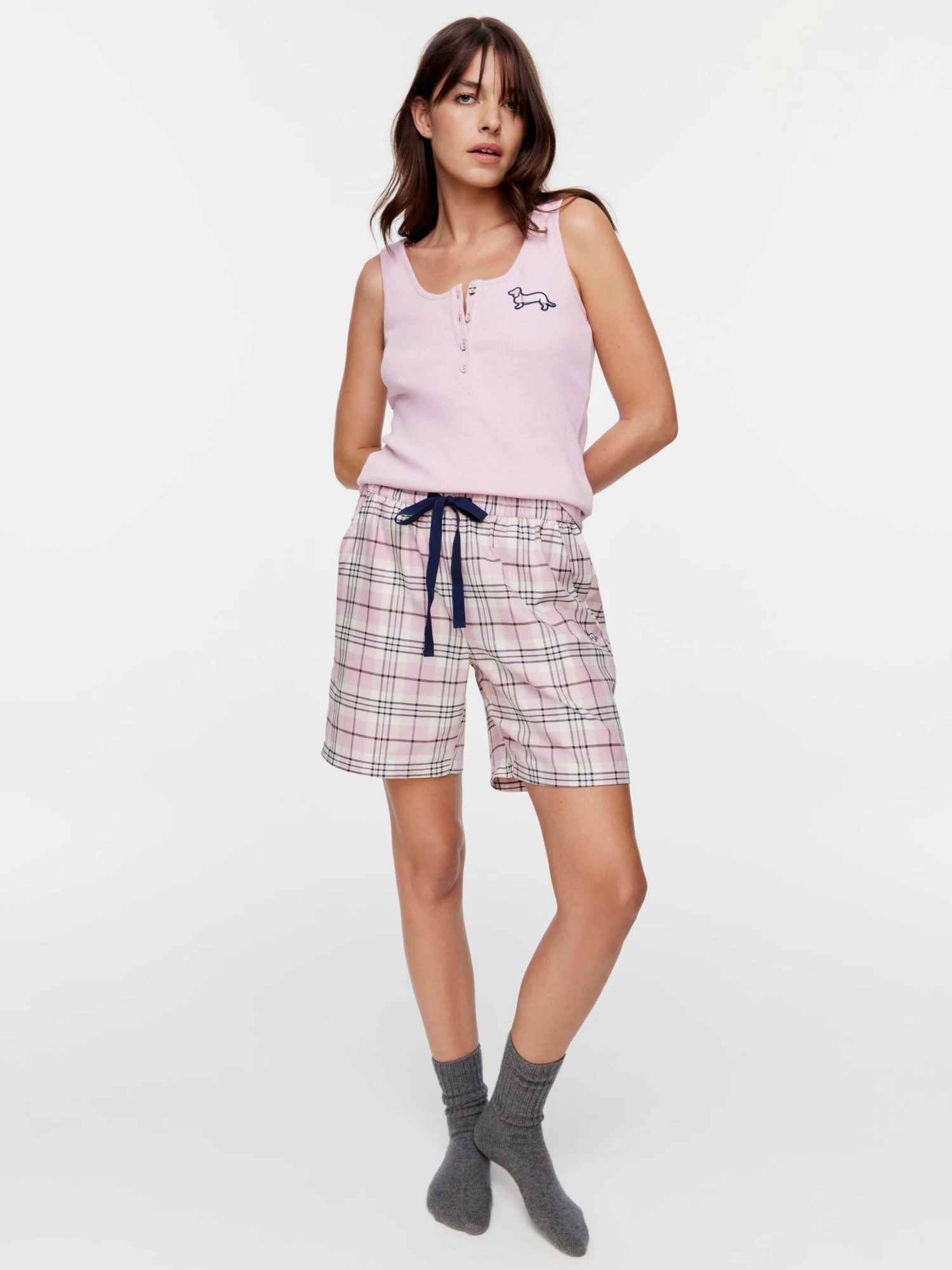 Pink Check Long Short 2 Pink Check Long Short - Image 2