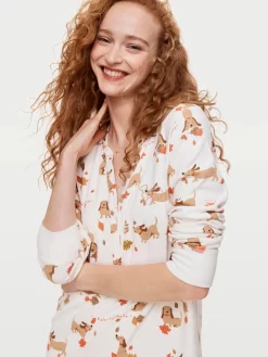 Organic Penny Long Sleeve Henley Nightie -Pajama Shop 819340 multi back2 t scaled