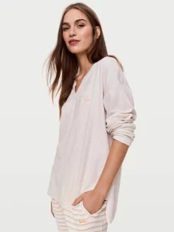 Organic Oatmeal Henley Long Sleeve