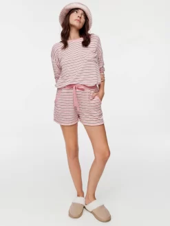 Fuzzy Stripe Long Short -Pajama Shop 819421 multi back2 t scaled