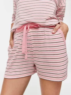 Fuzzy Stripe Long Short -Pajama Shop 819421 multi back t scaled