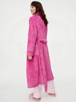 Hot Pink Luxe Jacquard Gown -Pajama Shop 819469 pink back3 t scaled