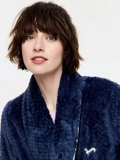 Navy Jacquard Gown -Pajama Shop 819472 navy back2 t scaled