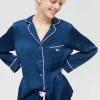 Long Navy Chic Satin Pj Set
