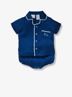Baby Boy Navy Chic Satin Pj Set -Pajama Shop 850570 navy back2 t scaled