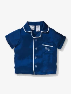 Baby Boy Navy Chic Satin Pj Set -Pajama Shop 850570 navy back4 t scaled