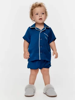 Baby Boy Navy Chic Satin Pj Set