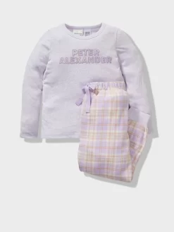 Jnr Girls Lilac Check Pj Set