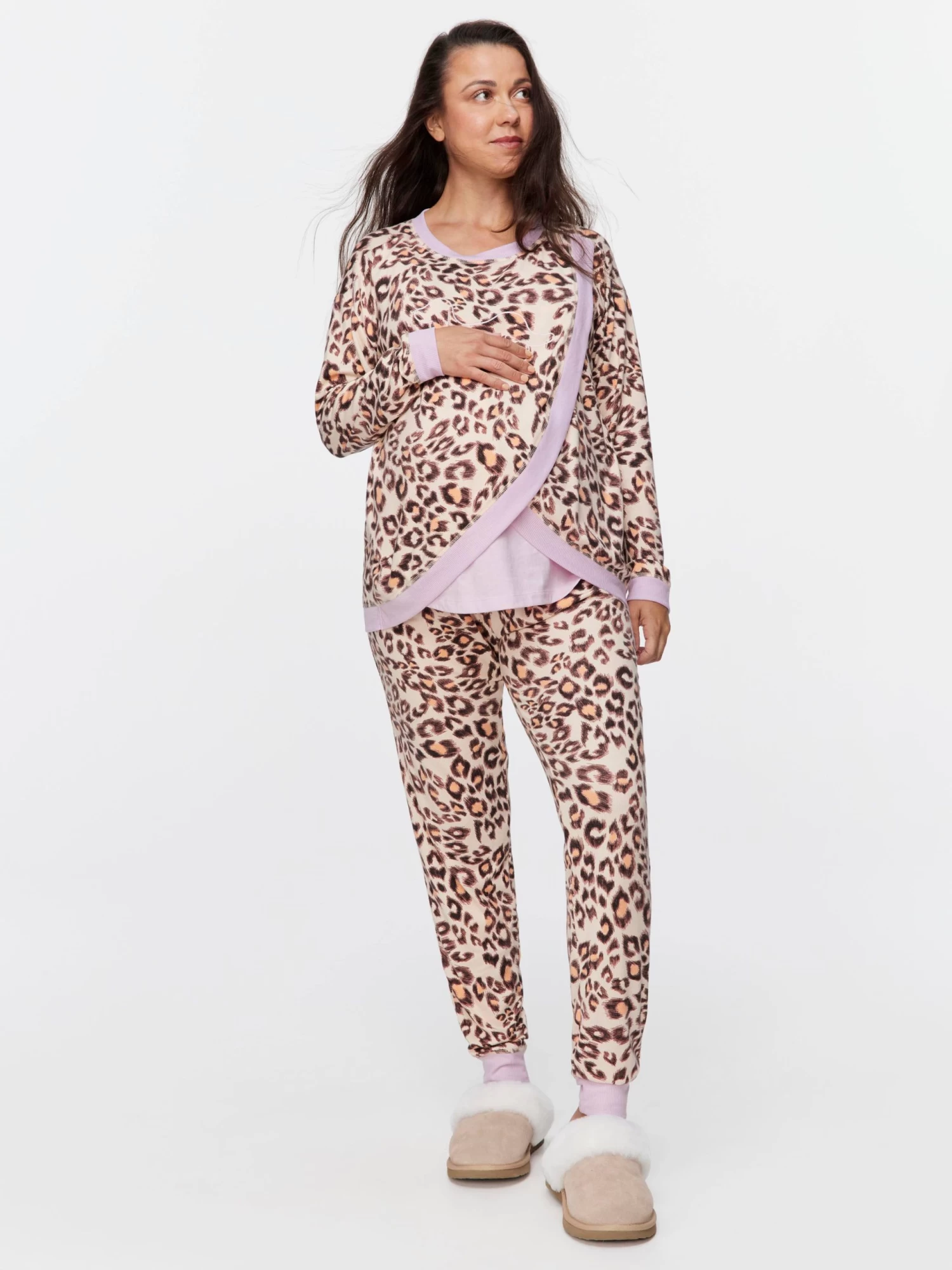 Maternity Leopard Plush Pj Set 2 Maternity Leopard Plush Pj Set - Image 2