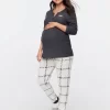 Maternity Windowpane Pj Set