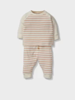 Baby Organic Waffle Stripe Pj Set