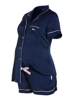 Maternity Navy Chic Satin Pj Set 8 Maternity Navy Chic Satin Pj Set -Pajama Shop 857407 navy maq2 t scaled