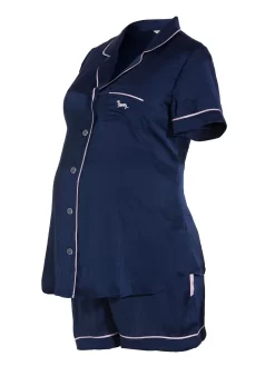 Maternity Navy Chic Satin Pj Set 7 Maternity Navy Chic Satin Pj Set -Pajama Shop 857407 navy maq t scaled