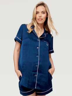 Maternity Navy Chic Satin Pj Set