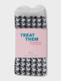 Houndstooth Heart Mid Sock -Pajama Shop 870011 black box t scaled