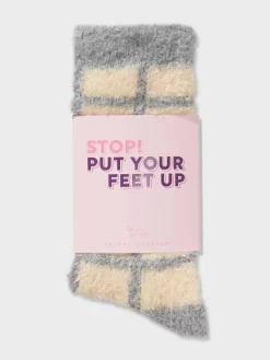 Heather Check Mid Sock -Pajama Shop 870055 cream box t scaled
